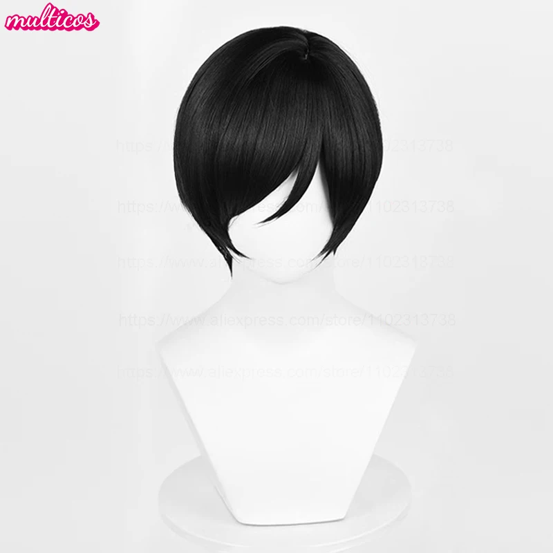 High Quality Anime Ada Wong Cosplay Wig Short Black Scalp Heat Resistant Synthetic Hair Movie Game Party Role Play Wigs + WigCap