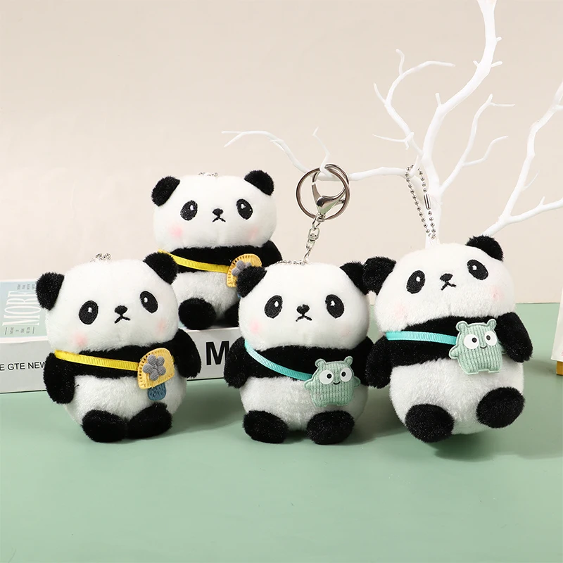 Kawaii Plush Panda Toy Keychain Cute Stuffed Plush Animal Keyring Backpack Pendant Key Chains Toys Birthday Gift for Children