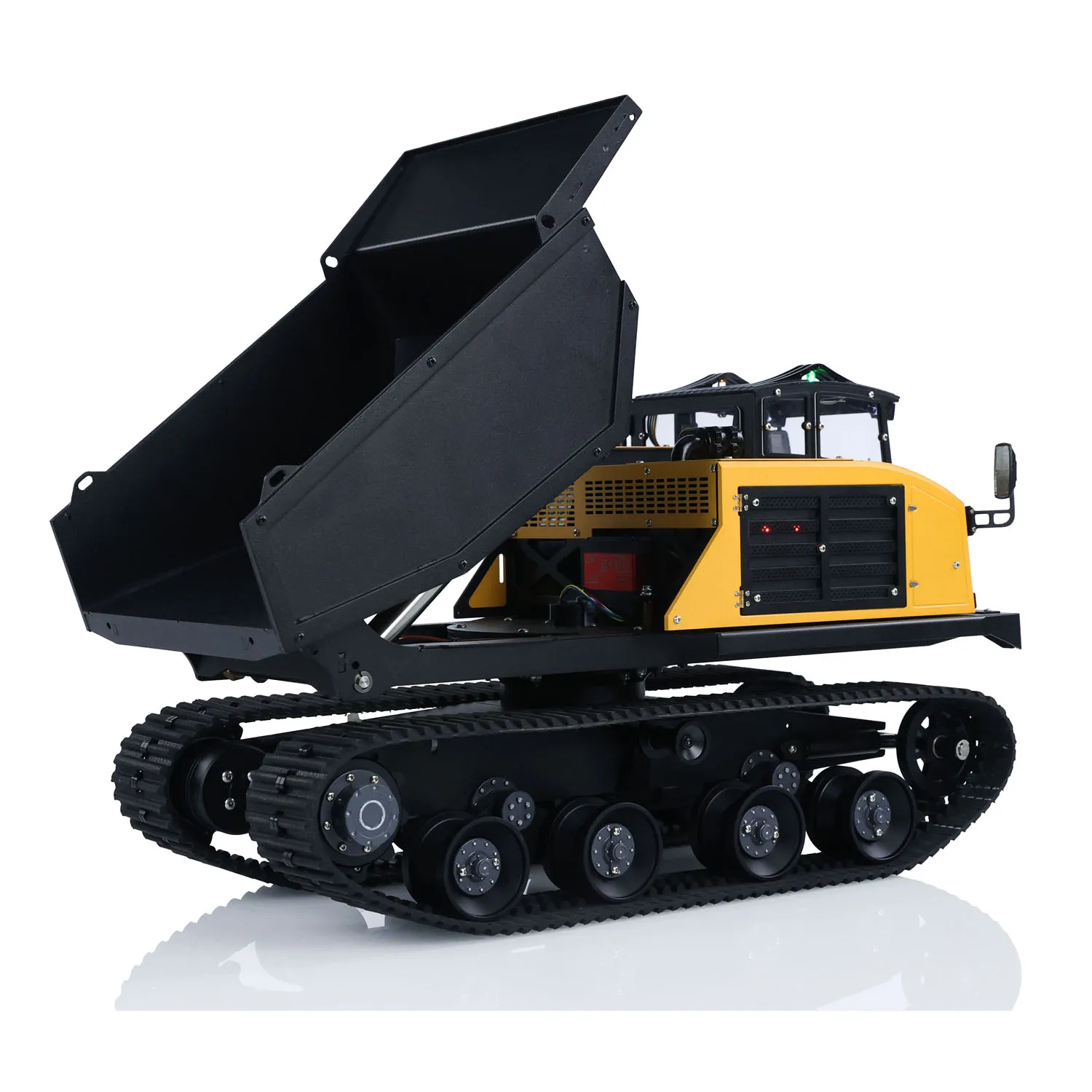 

1/14 RC Hydraulic Crawler Dump Truck T14R Metal Tracked Tipper RTR Construction Machine Flysky ST8 Radio Light Sound Battery