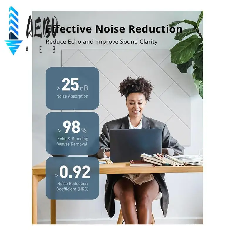 

AEB0-12 упаковок самоклеящихся акустических панелей, 12 х 12 дюймов х 0,4 дюйма, звукоизоляционные настенные панели, дизайн сращивания, для стен дома