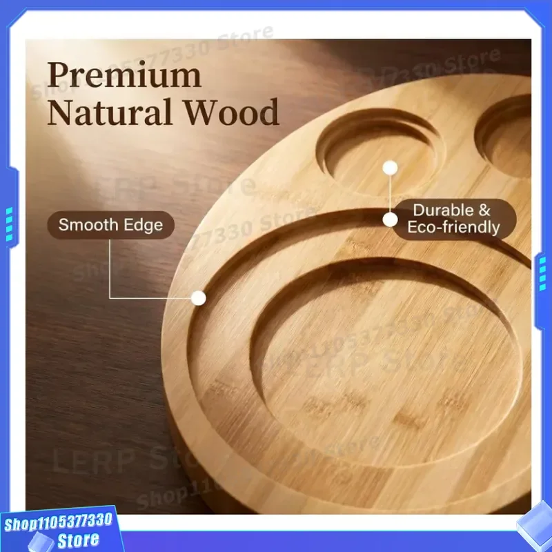 Round Wooden Tray for Dried Fruit and Snacks Household Candy Serving Plate Doge Style Meal Tray Cross Border Home Decor Doge
