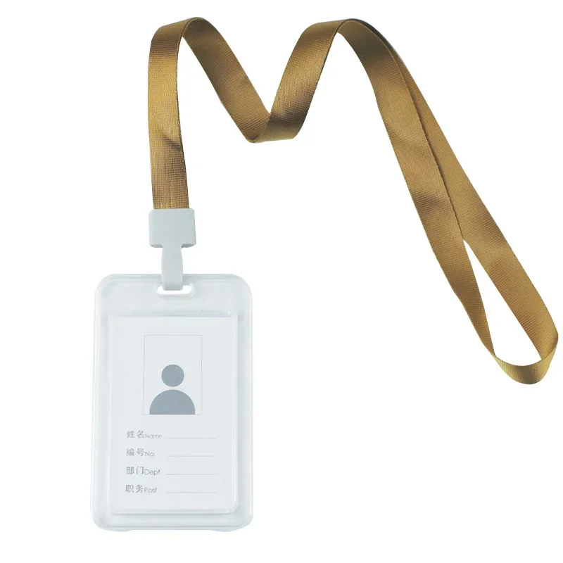 Étui transparent pour permis de travail, étiquette d'identification du personnel avec lanière, porte-badge pour carte de travail, couverture de carte de crédit, manchon de protection