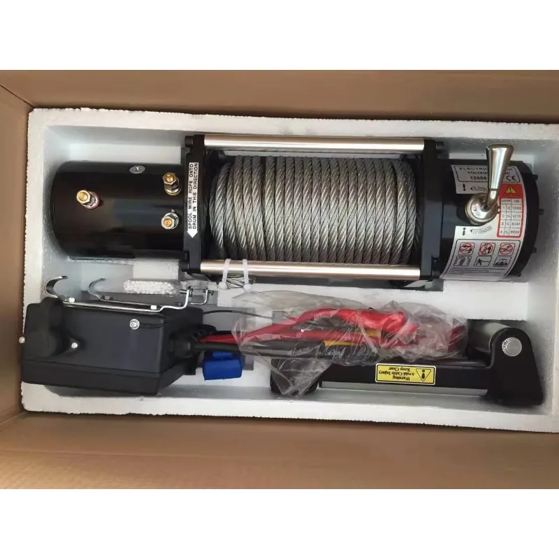 ونش كهربائي 12 فولت 13500 رطل مع جهاز تحكم عن بعد لاسلكي لشاحنة ATV SUV مقطورة على الطرق الوعرة مركبة الإنقاذ الذاتي كابل 26 متر