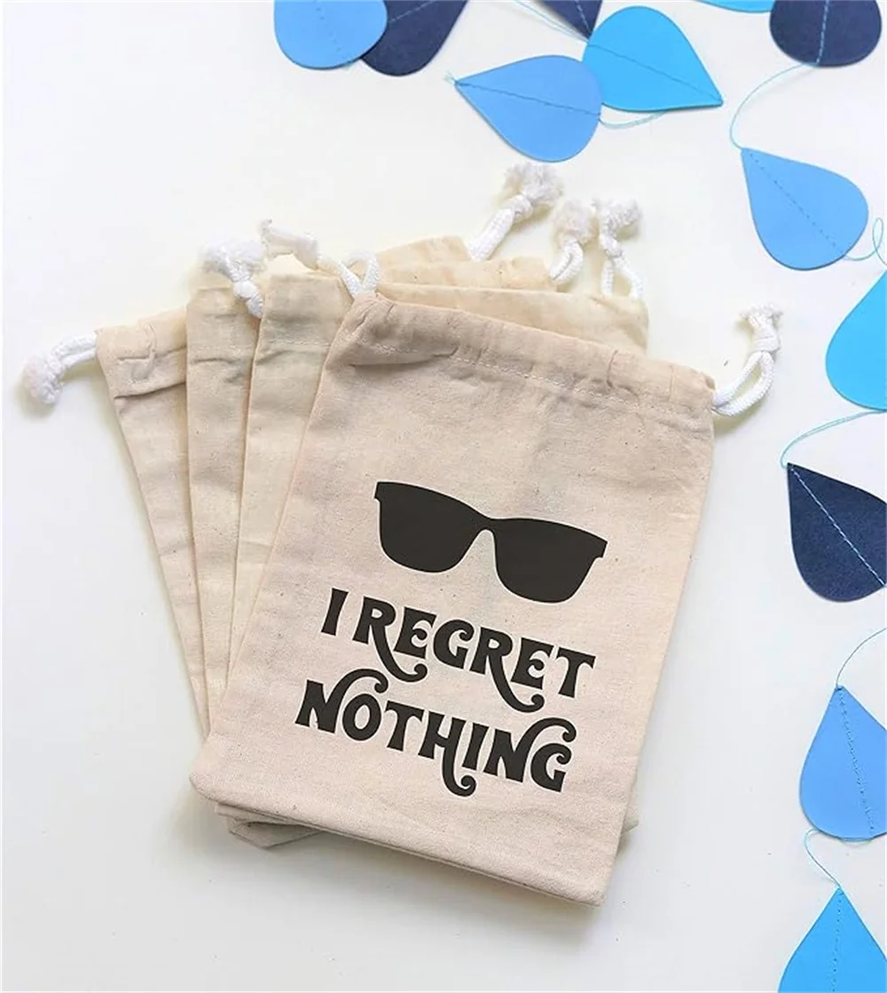 

I Regret Nothing Hangover Kit Bachelorette Party Favor Hang over Gift Bags Wedding Cotton Muslin Welcome Favors Recovery Kit Bag