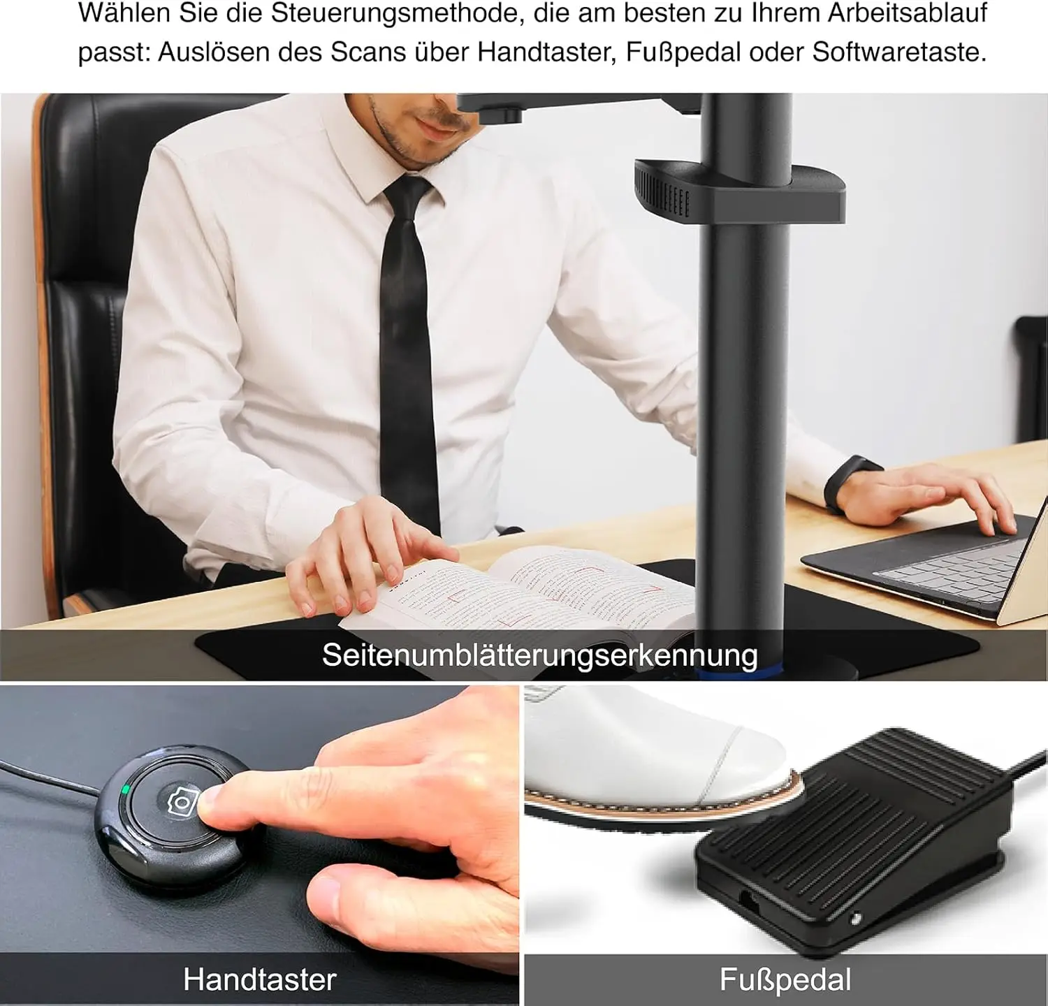 VIISAN S48 Duo Overhead Book Scanner - A2/A3 Large Format, Dual 48MP, 600 DPI with OCR & Text-to-Speech for Archiving Distance view 4