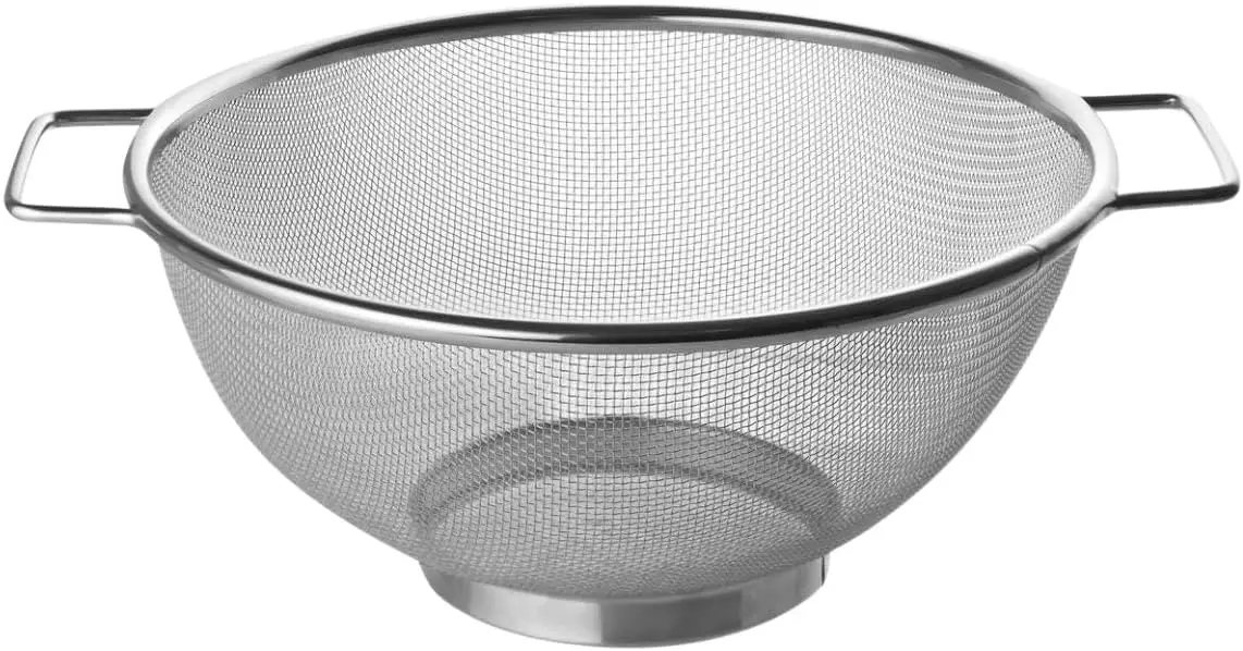 Colador de metal de acero inoxidable para pasta, frutas y quinoa, práctico utensilio de cocina, cuenco colador y contenedor.
