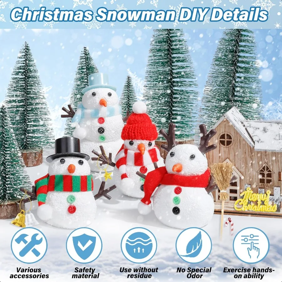 12個入り クリスマスクラフト DIY 雪だるまキット 雪だるま作りキット 室内装飾 クリエイティブな空気乾燥粘土 クリスマスアクティビティ