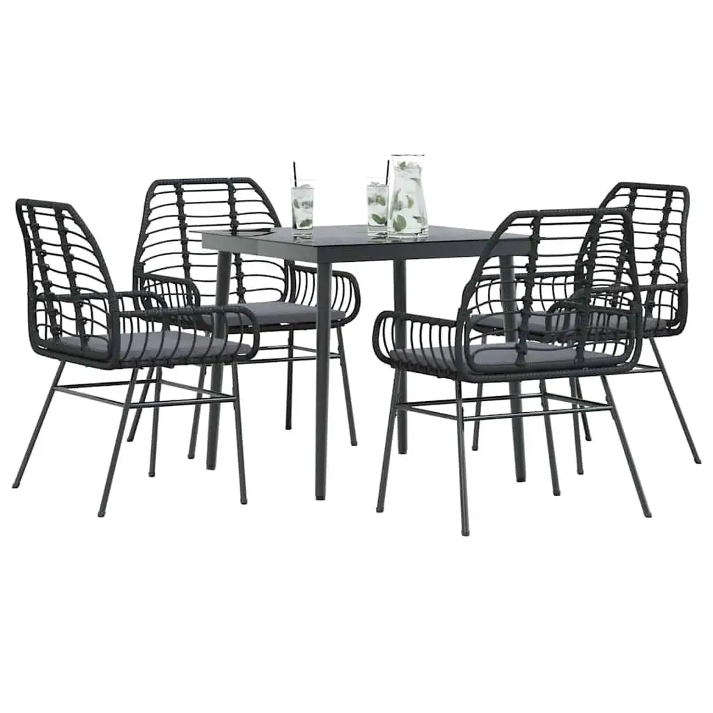 

Garden Dining Set Outdoor Black and Dark Grey Modern Furniture Table and Chairs for Patio Balcony Garden Use