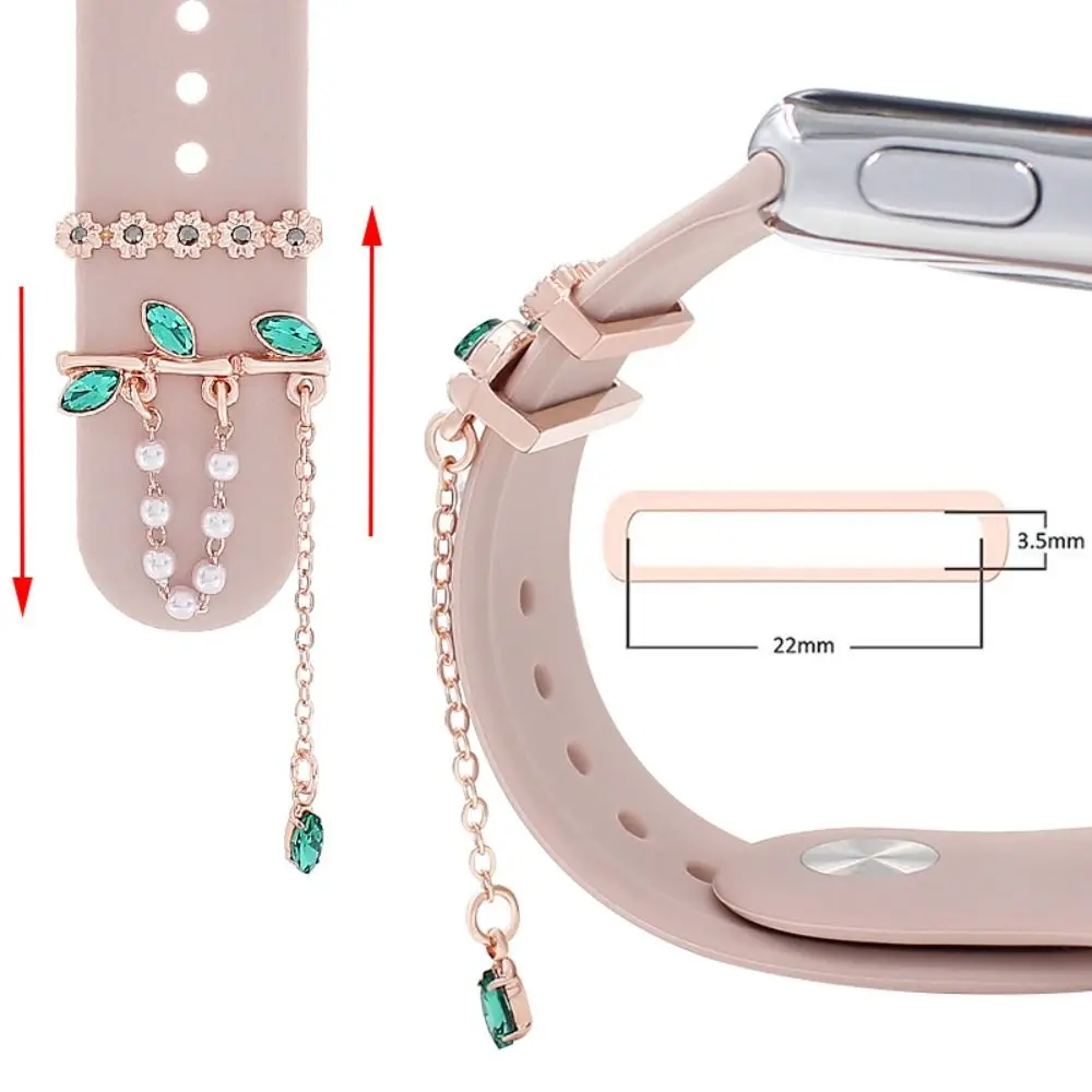 خاتم مزخرف باللؤلؤ الماسي لساعة أبل ، حزام سلسلة مزخرف ، زخرفة إبداعية ، إكسسوارات سوار