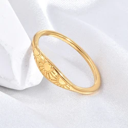Sunshine Phase Mini Ring You Are My Sunshine Simple Delicate Stacking Ring Details of Sun Statement Thumb Stainless Steel Ring