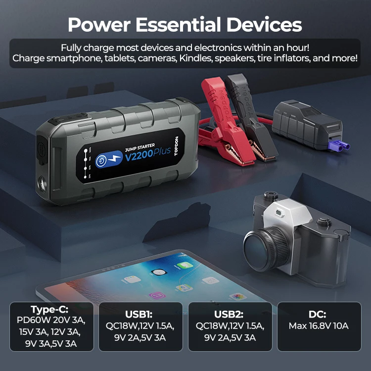 Kapasitor Super Multifungsi Portabel V2200 Plus Baterai 12V Jump Starter Multi-fungsi Powerbank Booster Power Bank untuk Mobil