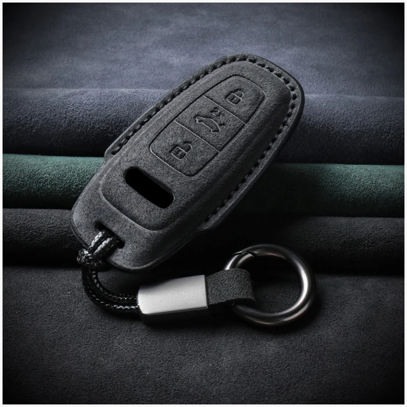 

Suede Car Remote Key Case Cover For Audi A1 A3 8V A4 B8 B9 A5 A6 8S 8W A7 A8 Q3 Q5 Q7 4M S4 S5 S6 S7 S8 R8 TT RS Keychain