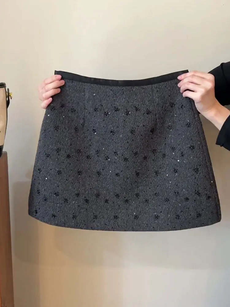 

Потрясающая зимняя шерстяная юбка А-силуэта с высокой талией, теплая, на флисовой подкладке, в пол, для женщин, удобная для повседневной носки