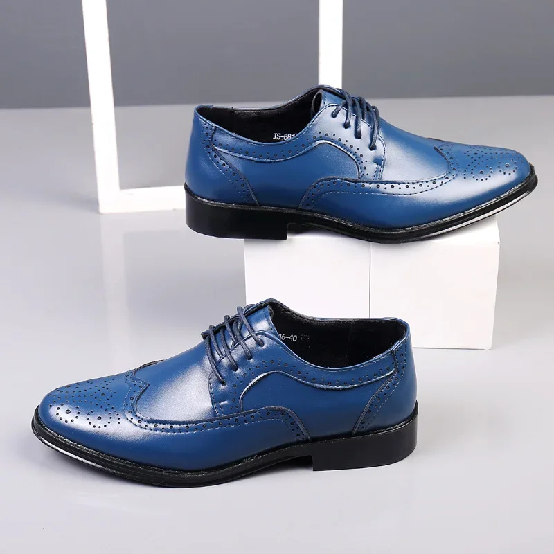 2023 Mens Wingtip Oxford Shoes Genuine Calfskin Leather Brogue Dress Shoes Classic Business Formal Shoes Man