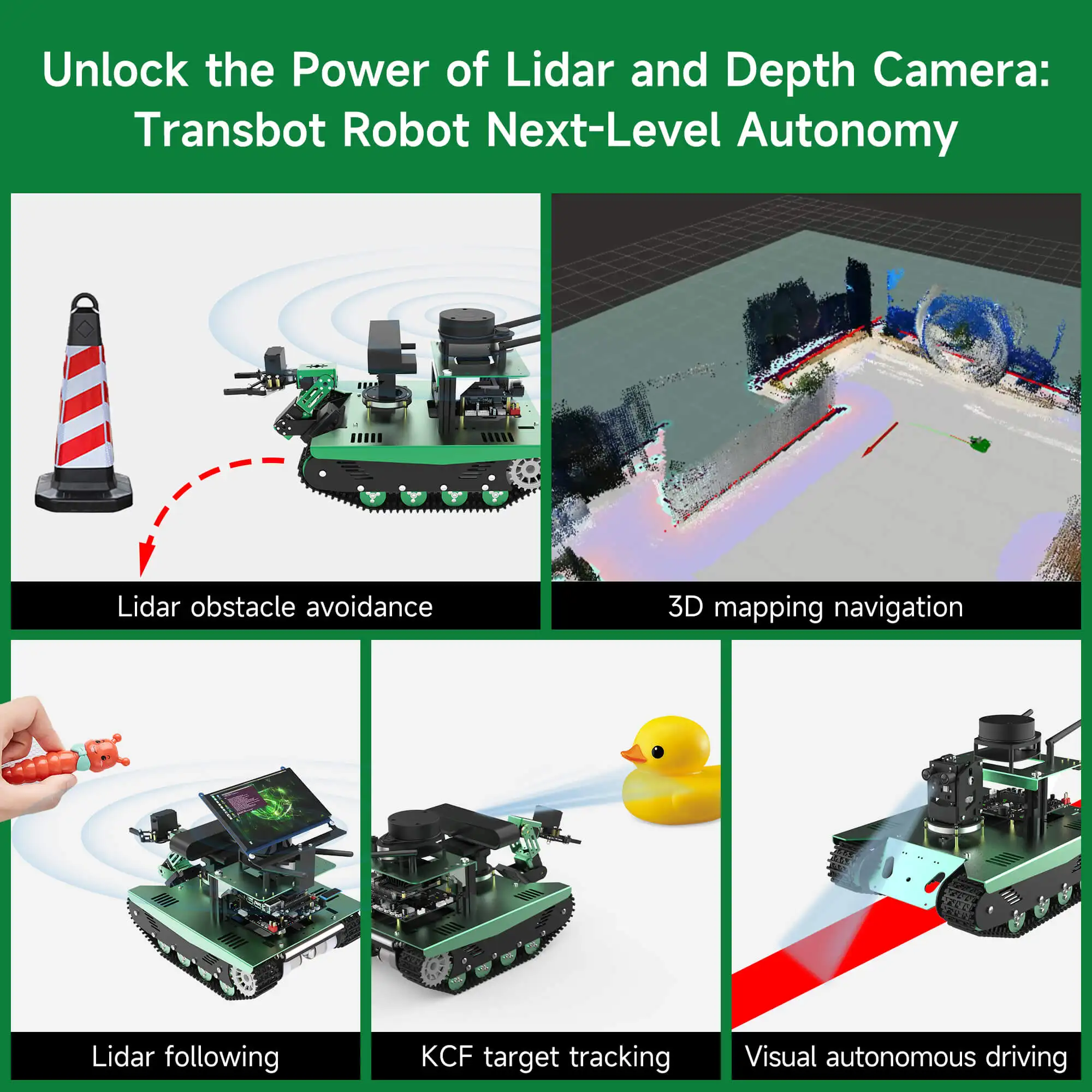 Yahboom transbot ros kit robô educacional python programação lidar profundidade câmera moveit 3d mapeamento de navegação jetson nano 4gb