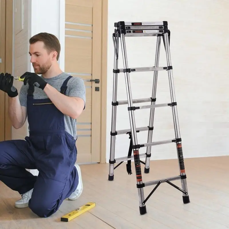 Retractable Ladder Telescopic RV Folding Straight Ladder Heavy Duty Tall Indoor Ladder For Household Loft Home Balcony Outdoor