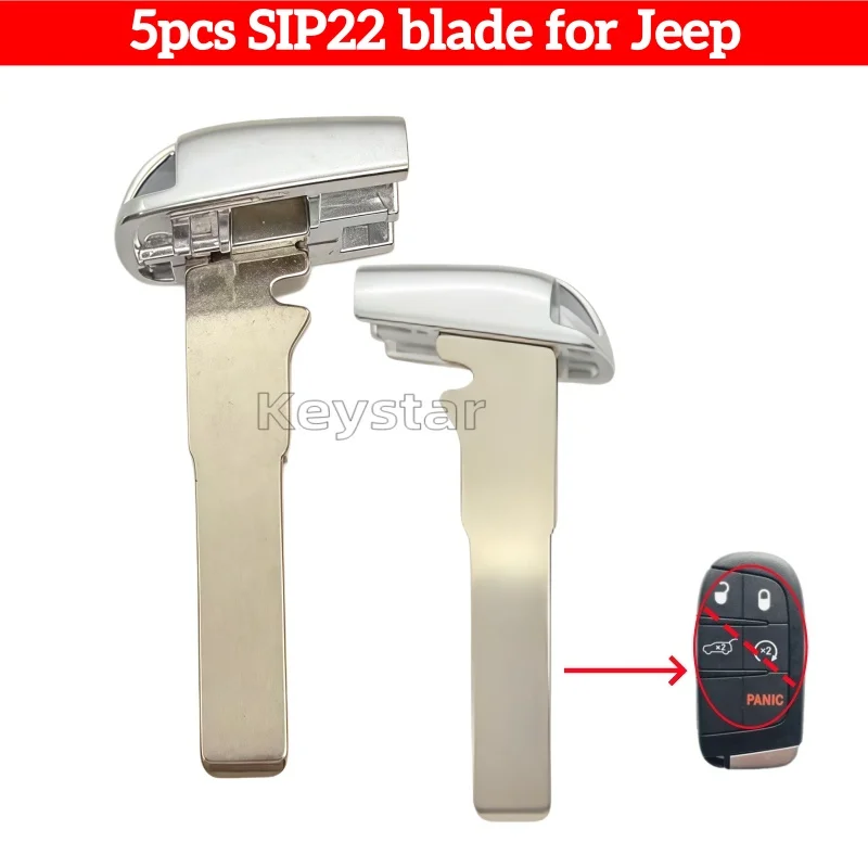 

5pcs/bag SIP22 Car Smart Key Blank Keyless Remote Key Blade Spare Emergency Door Key for Jeep Compass Renegade Fiat 500L 500X