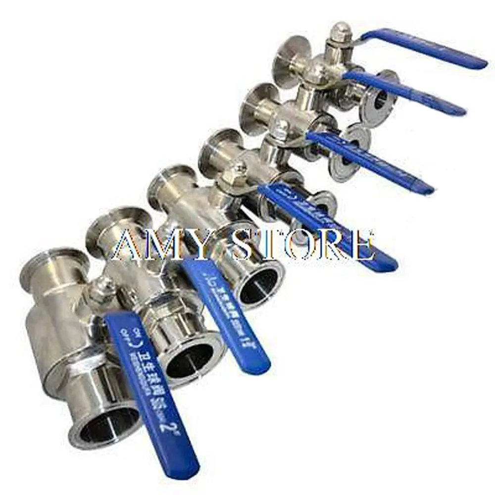 3/4" 0.75" 19mm-50.5mm Sanitary Full Port Ball Valve Clamp Type Ferrule SS SUS304 304 Stainless Steel