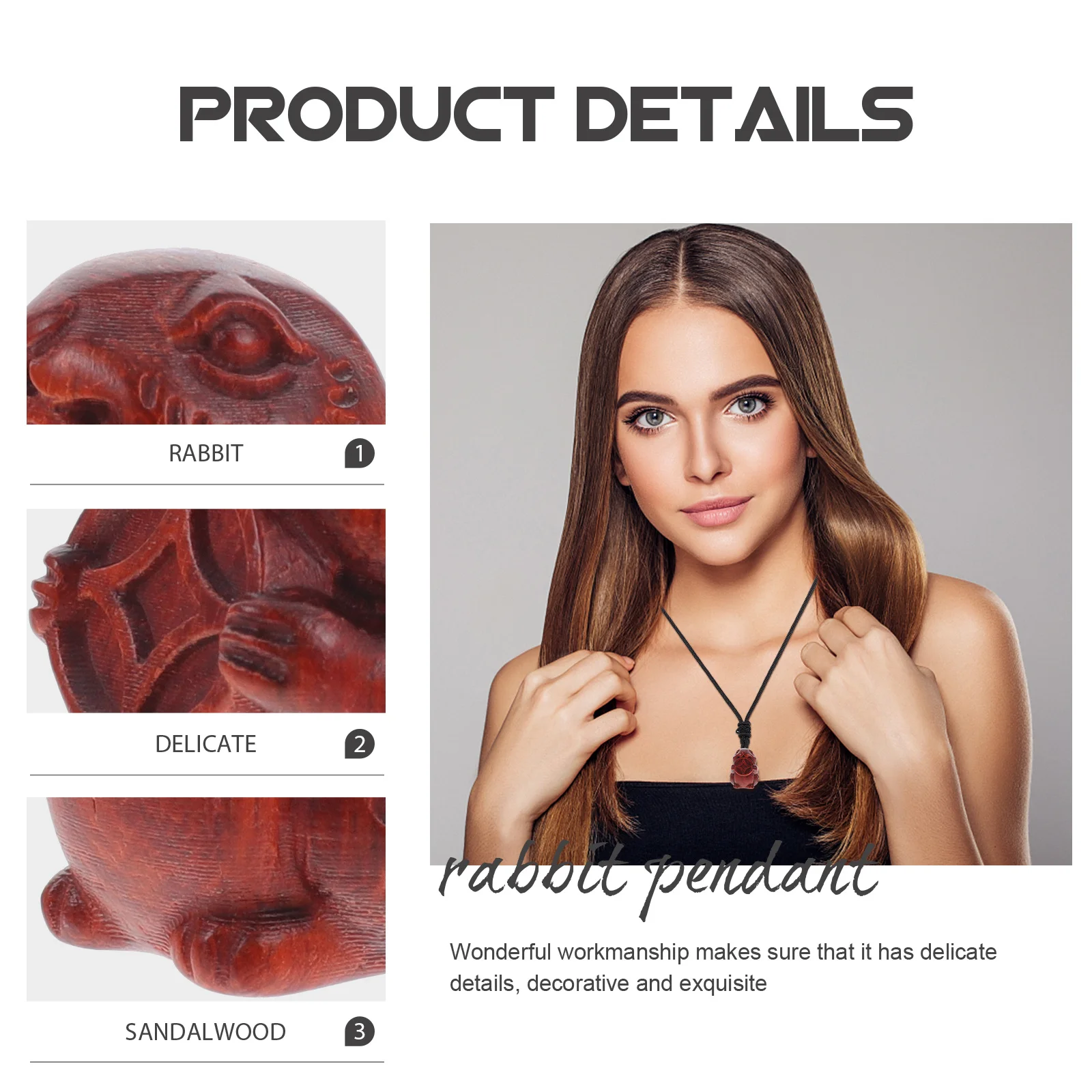 

Wooden Rabbit Pendant Retro Charm Hanging Decor DIY Keychain Accessories Small Zodiac Bunny Lucky Rabbit Ornament