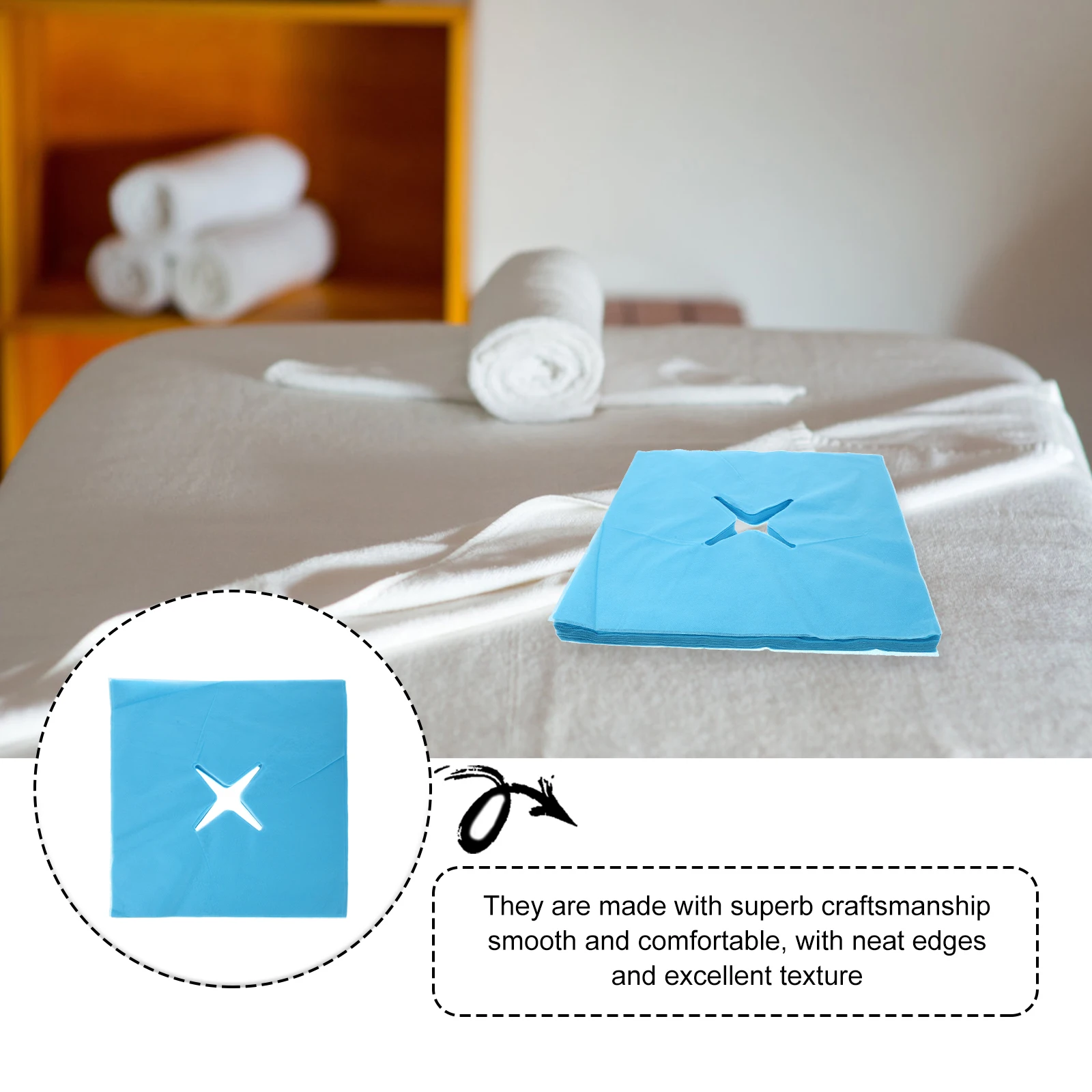 

100pcs Disposable Face Massage Covers Non-Woven Breathable Hole Design For Salon Home Use Massage Headrest Mats Face Pillow