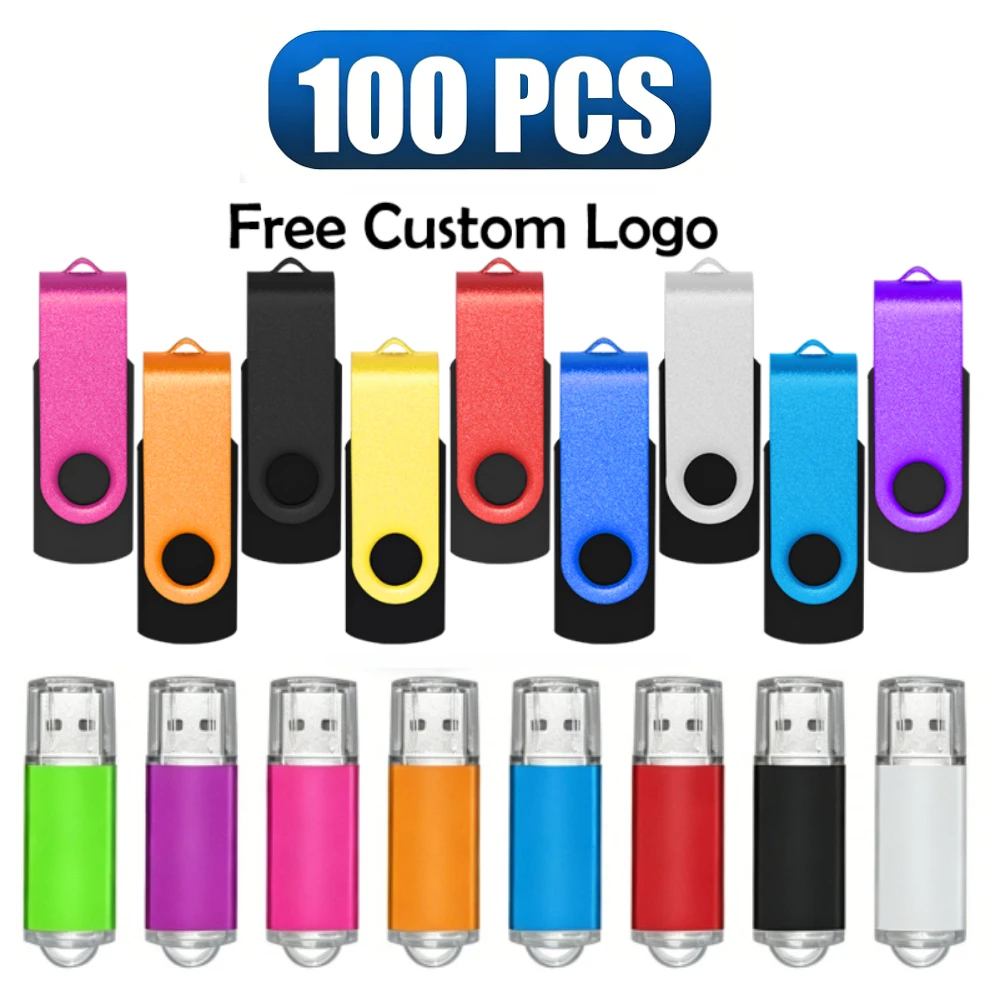 100 шт. USB-флешки 2.0 на 64 ГБ, 32 ГБ, 16 ГБ, 8 ГБ, 4 ГБ, 2 ГБ с возможностью нанесения логотипа, портативные USB-накоп