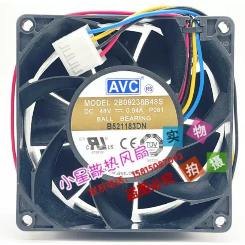 New Fan for AVC 9CM 2B09238B48S 48V 0.94A PWM Speed Regulation Cooling Fan 92 * 92 * 38MM