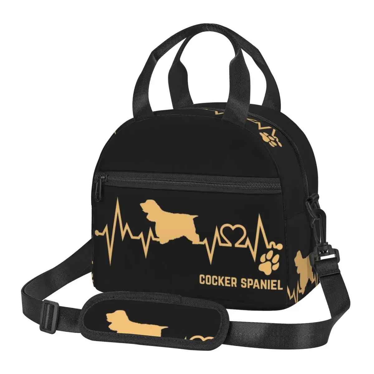 Cocker Spaniel Amante dei cani Battito cardiaco ECG Pulse Pet Raed Paw Borse per il pranzo Bento Box Lunch Tote Borse da picnic Borsa per donna Viaggio