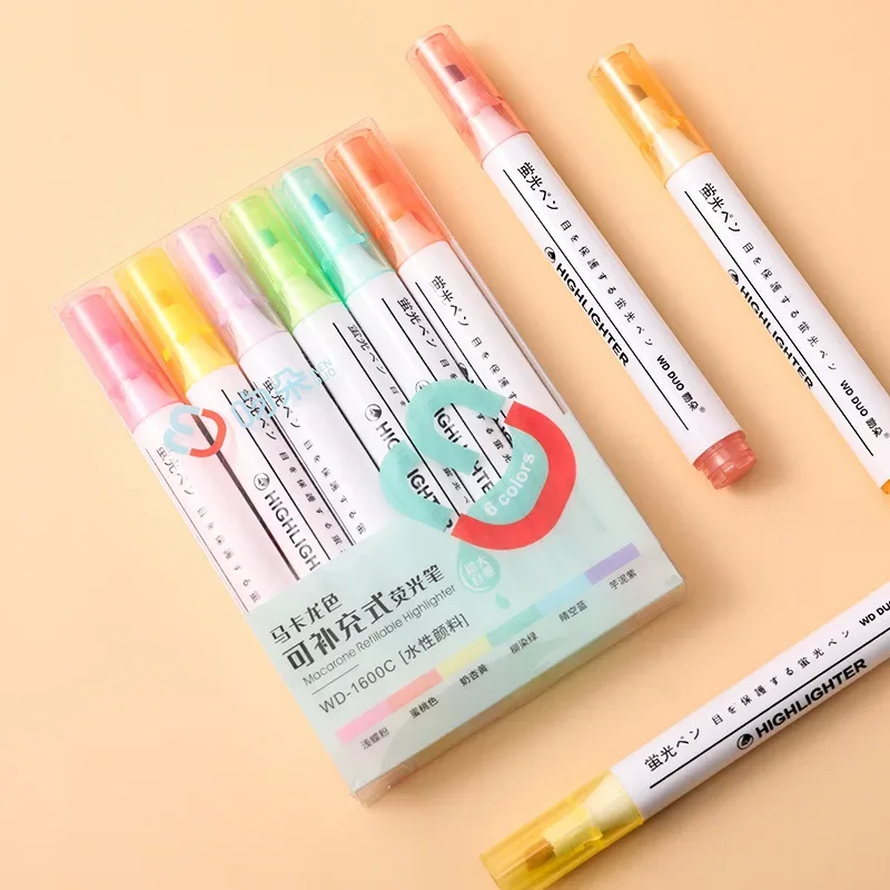 

DIY Graffiti Drawing Fluorescent Pen, Eyes Protected, Soft Headed, Highlighter Pen, School Stationery, 6pcs/lot Kawaii