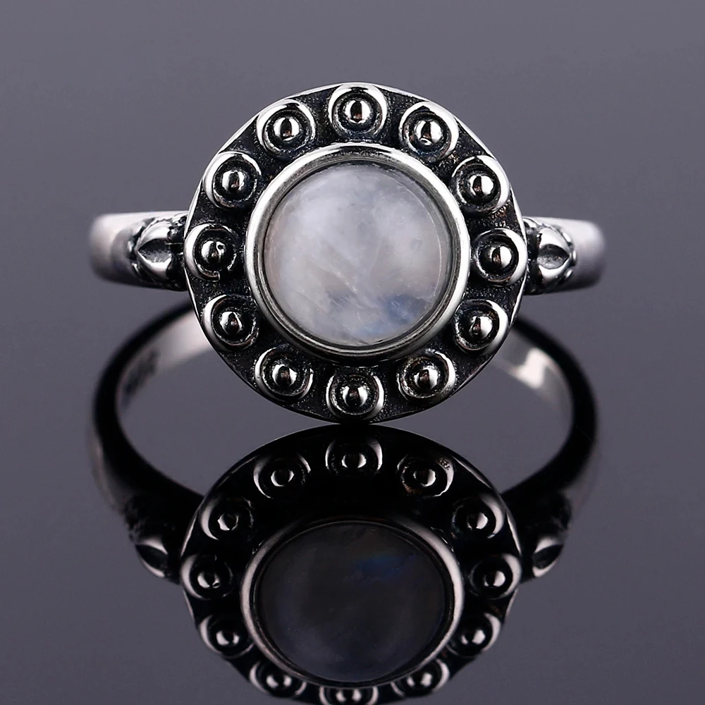 

Sterling Silver 925 Rings Natural Moonstone Ring for Women Fine Jewelry Gifts Luxury Stylish Finger Ring Wholesale