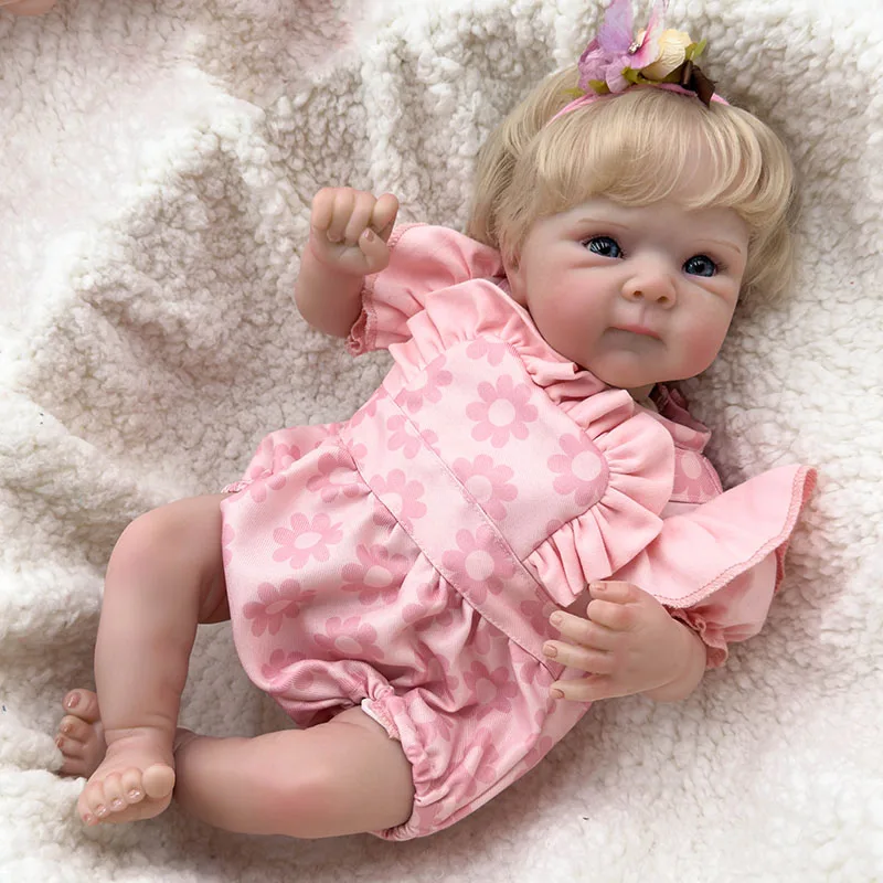 45cm Blue Eyes Reborn Doll Bettie realistico Soft Touch Cuddly Baby Multiple Layers Painting 3D Skin con vene visibili