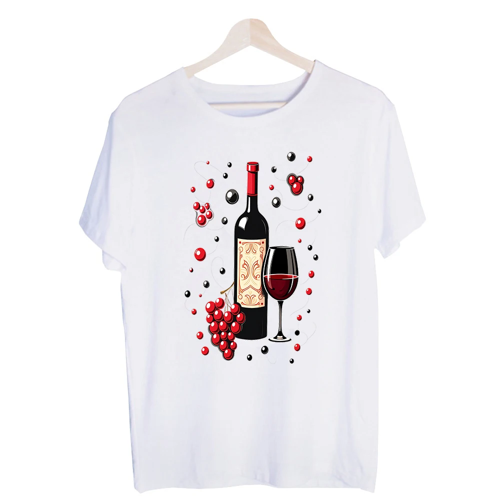 Men's Wine Bottle and Glass Graphic Tee, Short Sleeve Crew Neck T-Shirt for Casual Dinner and Wine Tasting Outfits