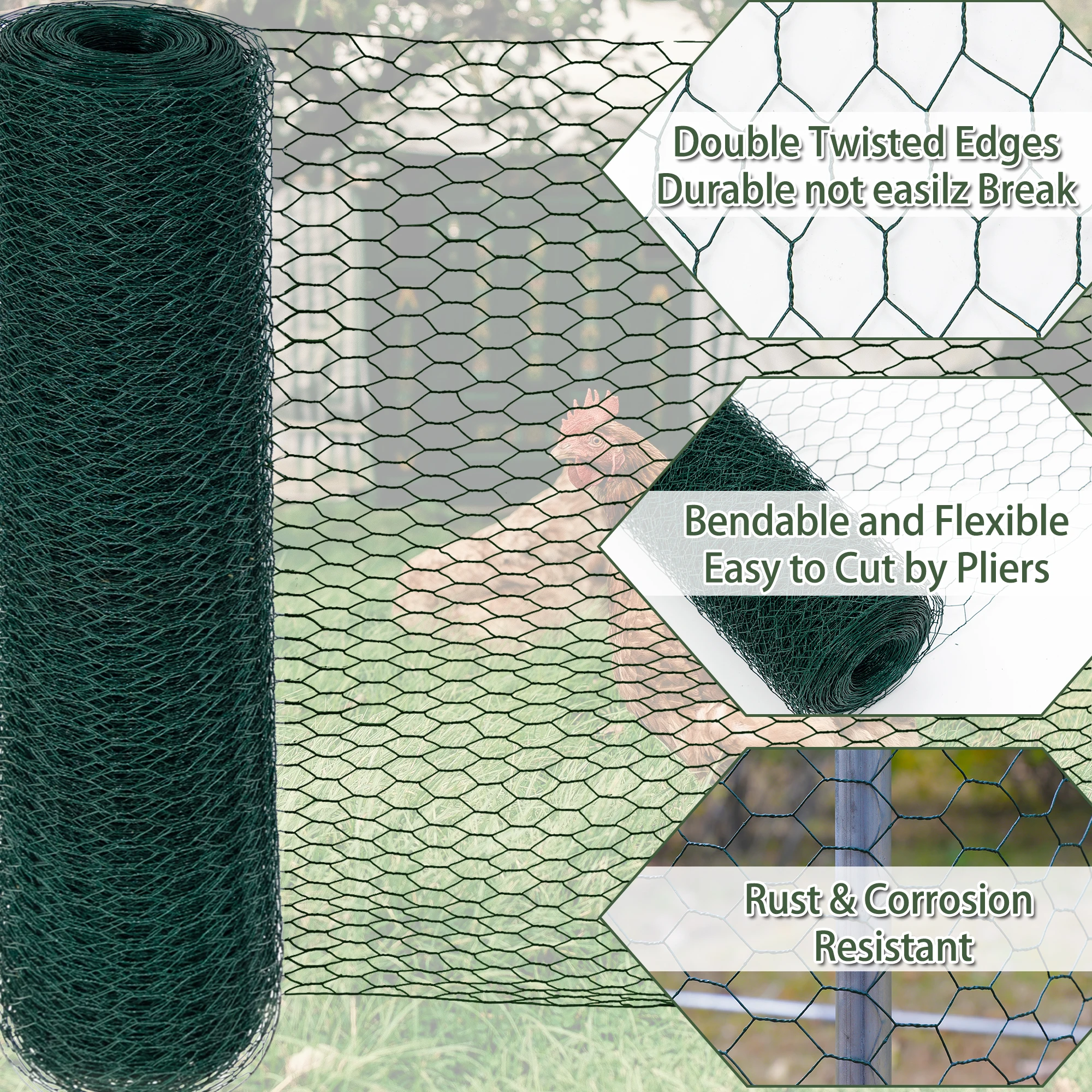 1.1x48m For Garden Mesh Chicken Wire Lightweight Galvanized Netting Accessories