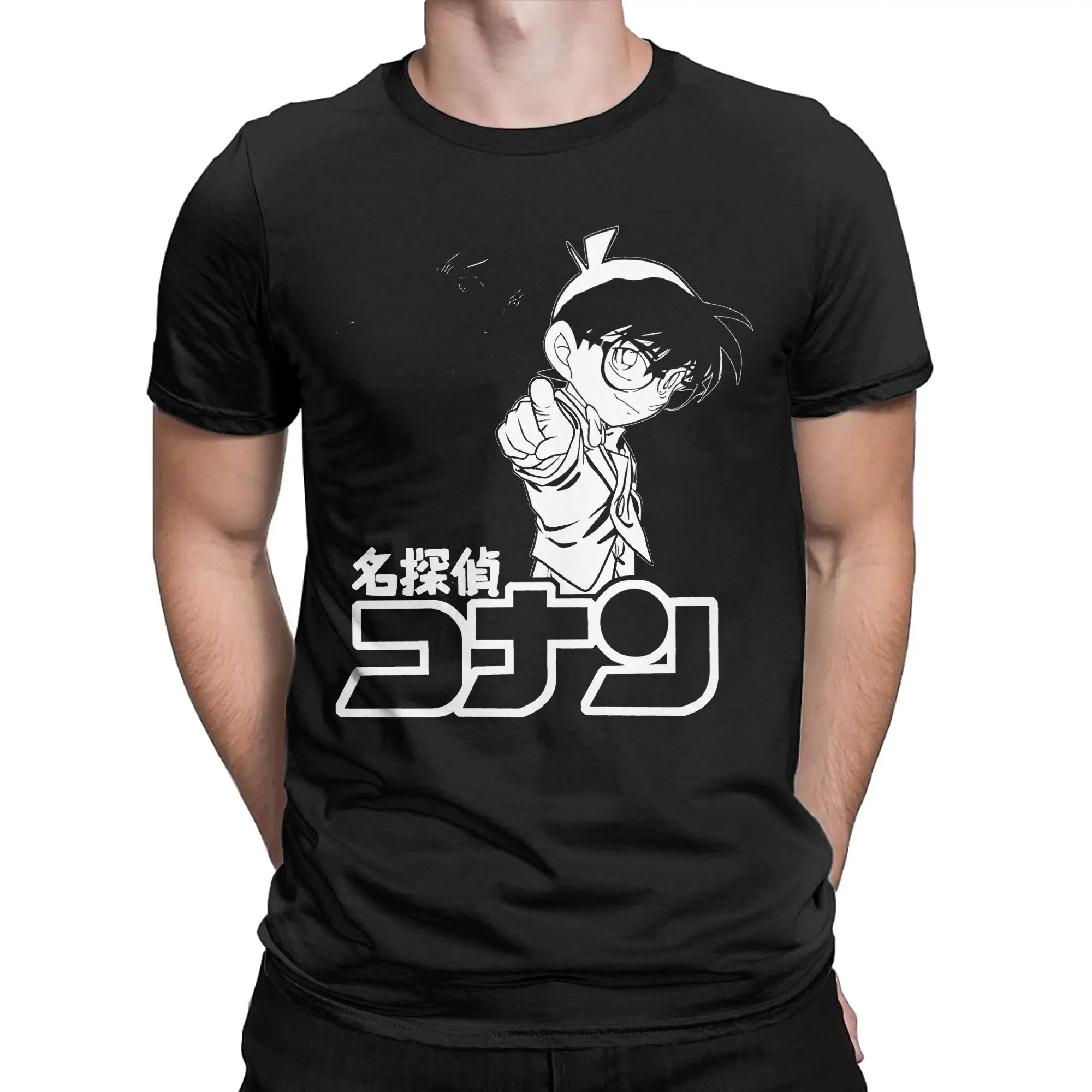 Men's Detective Conan Manga Anime T Shirt Japanese Shinichi Pure Cotton Clothes Awesome Short Sleeve Crewneck Tee Gift T-Shirt