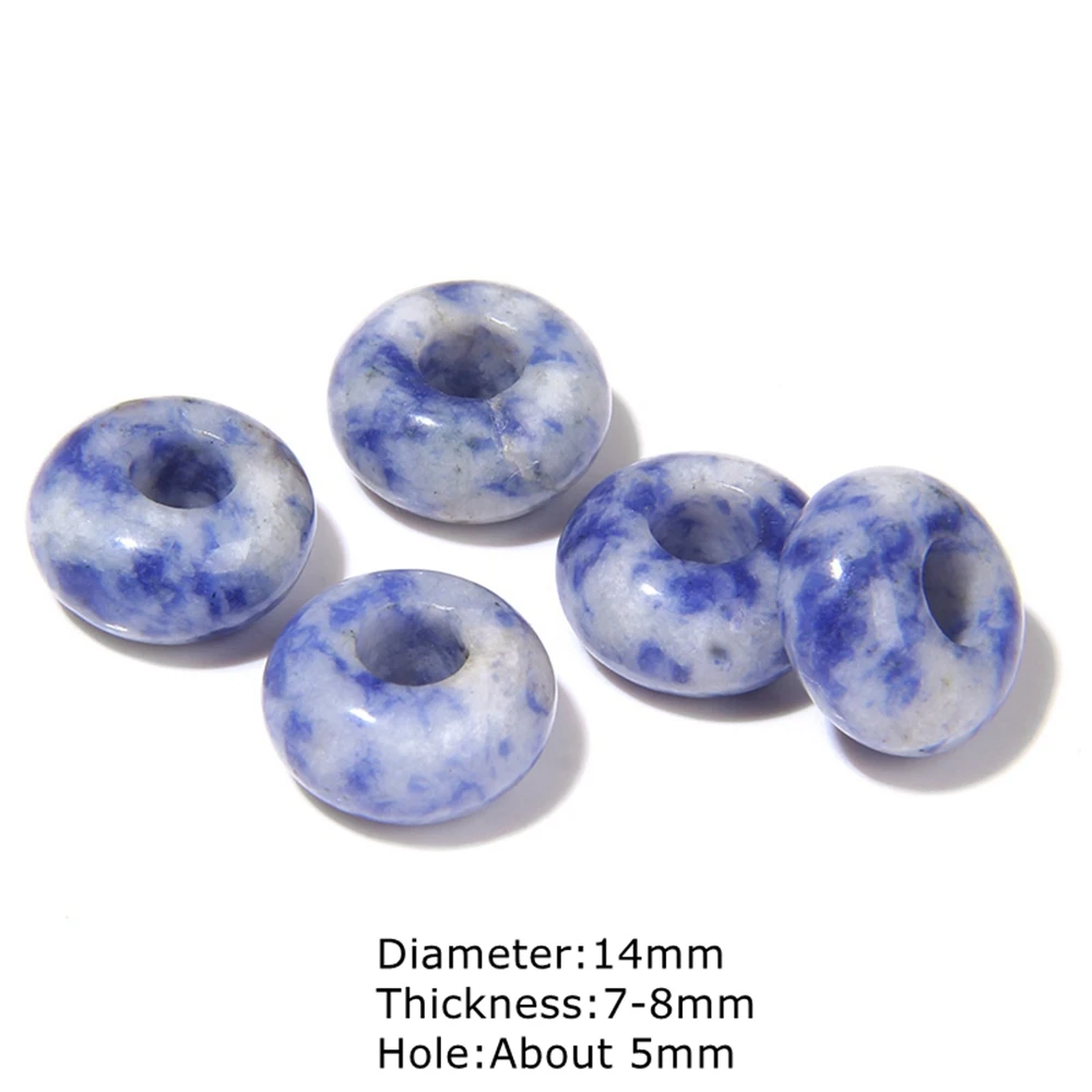 14mm 10Pcs/Lot Natural Stone Big Hole Beads Pendants Labradorite Turquoises Agates Pendant for Jewelry Making DIY Accessories