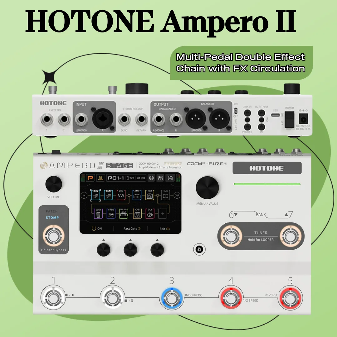 

Hotone Ampero II Stage Amp Multi-Effect Pedal Dual Effect Chain DSP Effects Processor Guitar Effects Pedal Guitar Accessories