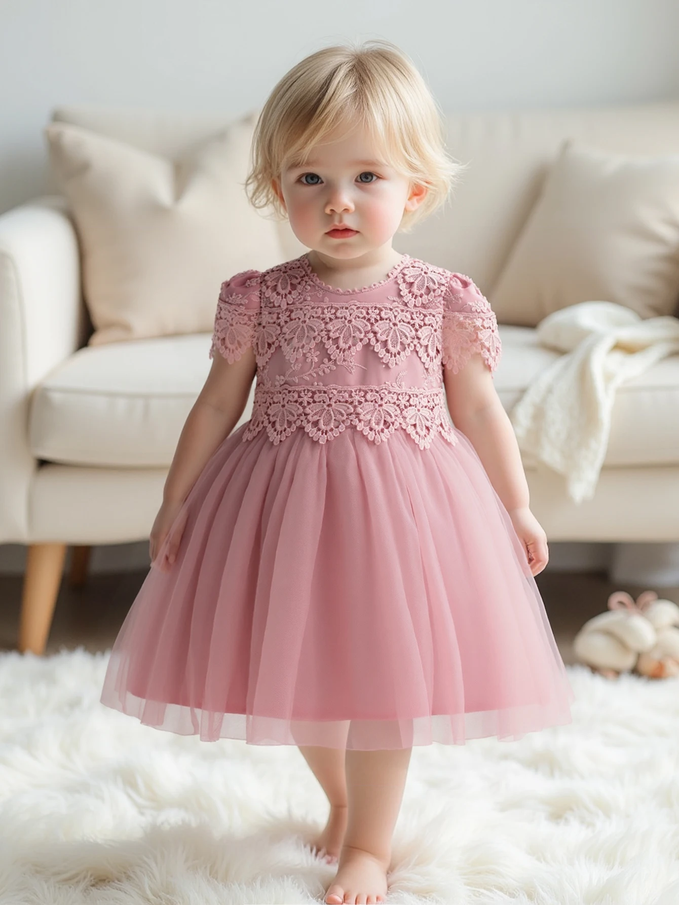 

0-2 Year Old Baby's One Year Old Laundry Dress Pink Mini Dress Children's Dress