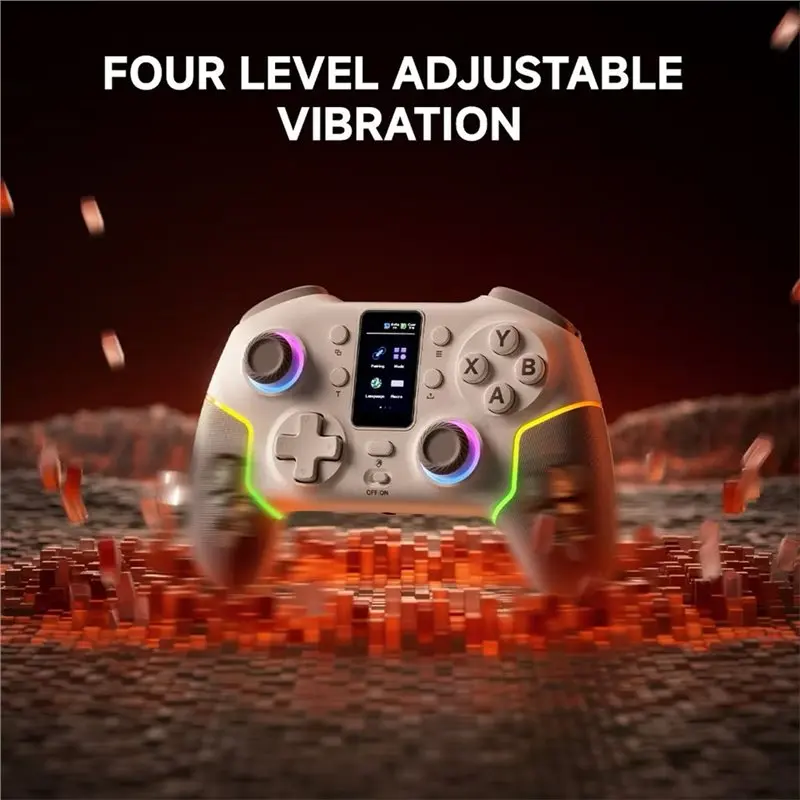 AT82-STK-7052 Wireless Bluetooth Game Controller For Switch Android IOS PC With Screen Six-Axis Vibration RGB Lighting A