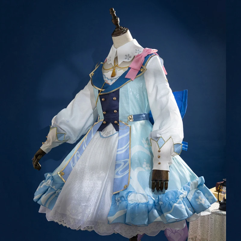 In stock! Game Genshin Impact Cos Kamisato Ayaka Cosplay Costume Flower Time Letters Cute spring suit Female Costume A