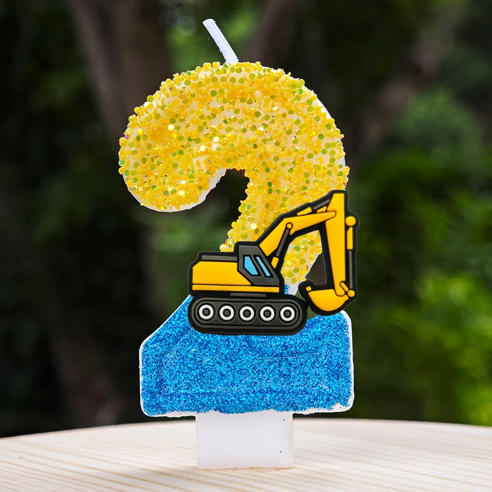 Construction Excavator Candles Realistic Digger Shaped Candle for Birthday Cake Topper Engineering Party Decorations Boys Gift - view 4