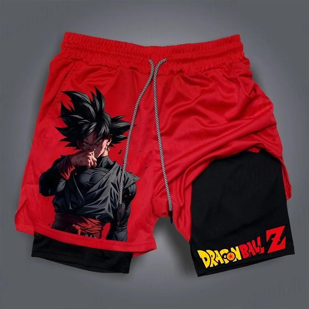 شورت DBZ الرسمي 2025 - شورت رياضي Goku بطبقة مزدوجة، طراز Y2K فضفاض ومريح للغاية للتدريب وغير الرسمي