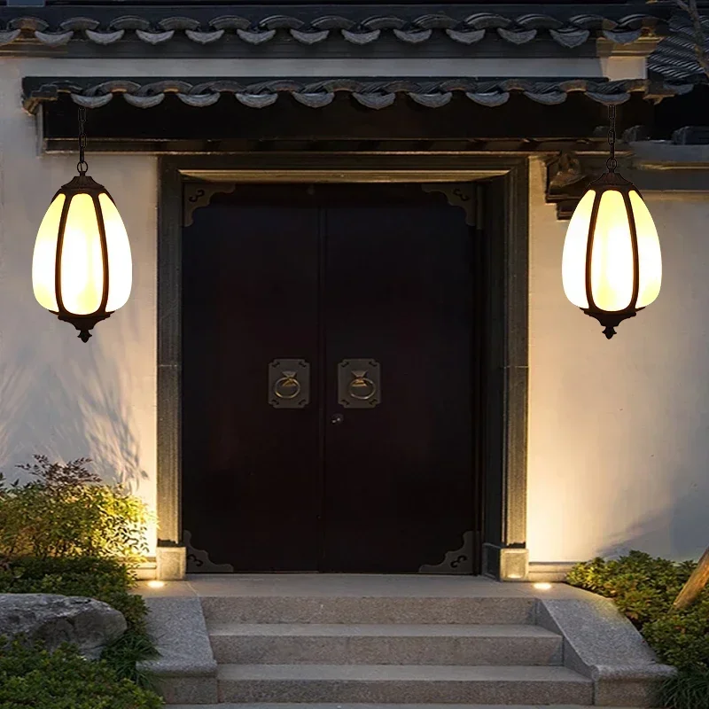 New Chinese chandelier outdoor waterproof villa gate lantern balcony pavilion corridor eaves pavilion solar courtyard