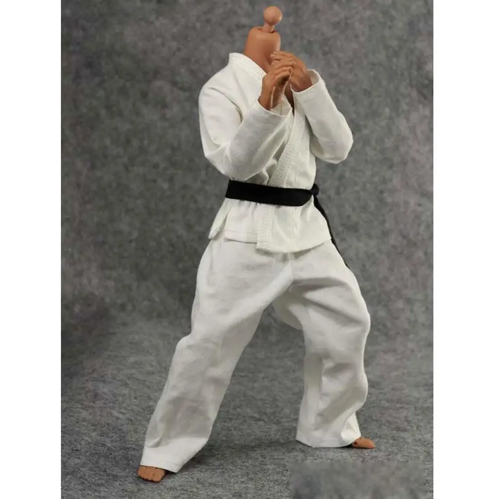 Vêtements de figurine d'action, judo de karaté blanc imbibé, vêtements Wu GSigned, 1/6