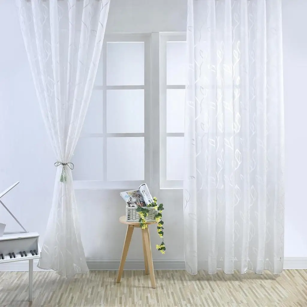 MagiDeal 100x270cm Leaf Curtains Drape Blinds Gauze Curtain Door Room Divider-5 Colors Home Decoration