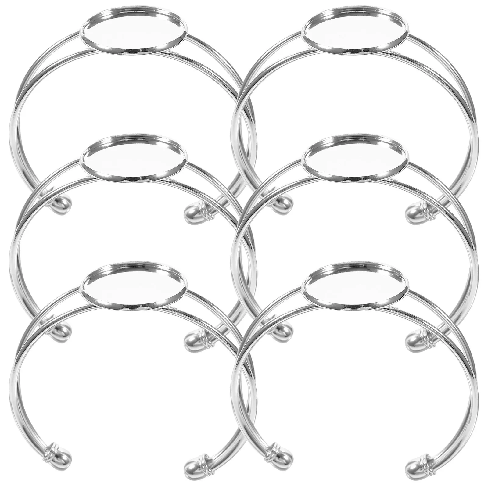 

6pcs 25Mm Round Plate Copper Y Shape Bracelet Base Diy Jewelry Making Supplies Oval Pendant Resin Craft Component Glass Chain
