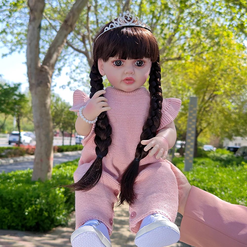 22 インチ完成リボーン人形フルシリコーンビニール 55 センチメートル新生児女の子ドレスアップシミュレーションおもちゃ子供のための新年のギフト