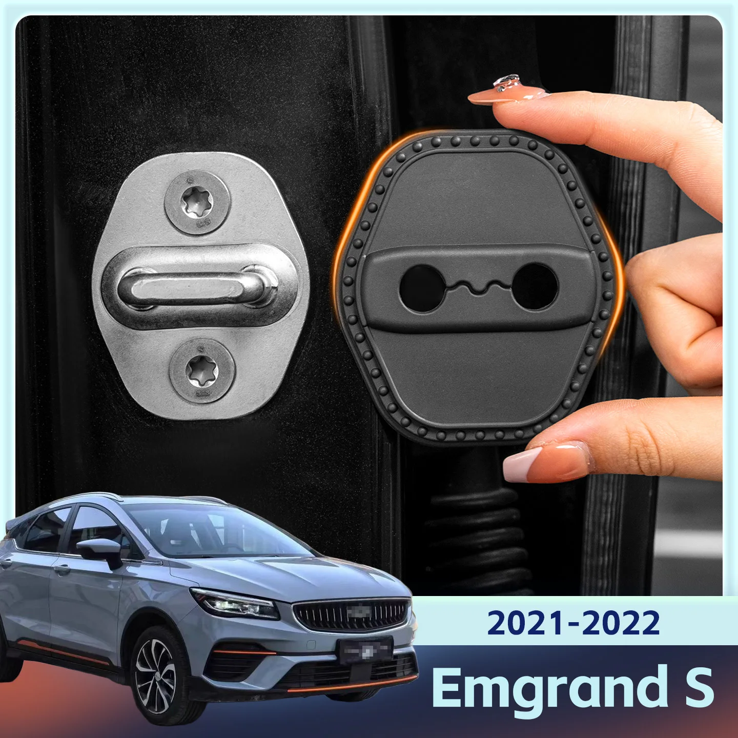 2/4 قطعة سيليكون قفل باب السيارة غطاء الديكور الواقي لجيلي Emgrand S 2021-2022 #1