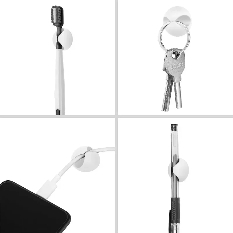 Self-Adhesive Silicone Cable Holder, Mini Round Cord Organizer Clip, Desk Wire Management Keeper for Phone Charging Cables