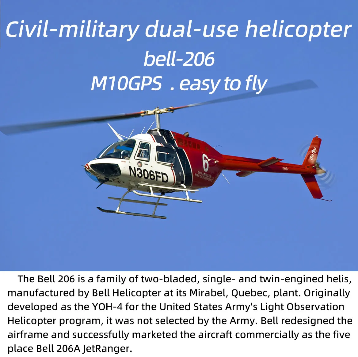 Flywing Bell 206 V4 RC Helicopter four blades Helicopter 1:16 RC helicopter 450 6CH GPS Aircraft Bell 206 v3 RC Scale Helicopter