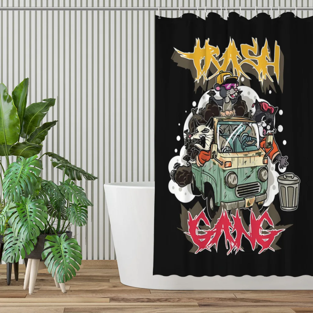 Trash Gang Team Trash Dachshund Bathroom Shower Curtains Raccoon Waterproof Partition Curtain Designed Home Decor Accessories