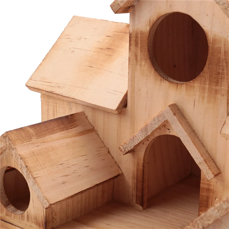 Y50A-Bird House بيوت الطيور الخشبية بيت الطيور خارج للتعليق الخارجي، 6 فتحات منزل الطيور الطبيعي المصنوع يدويًا